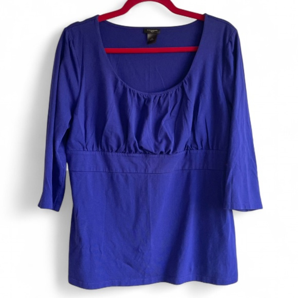 Ann Taylor Scoop Neck Gathered Bust 3/4 Sleeve Knit Top Size XL